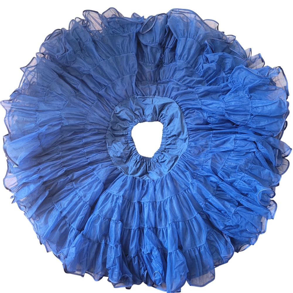 Malco Modes Vintage Crinoline Petticoat Navy Blue‎ Tiers Prairie Skirt Western